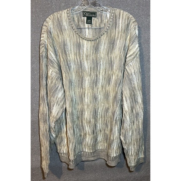 VTG 90s Croft & Barrow Men’s Sweater XL 3D Textured Knit Earth Tones Coogi Style - Picture 1 of 7